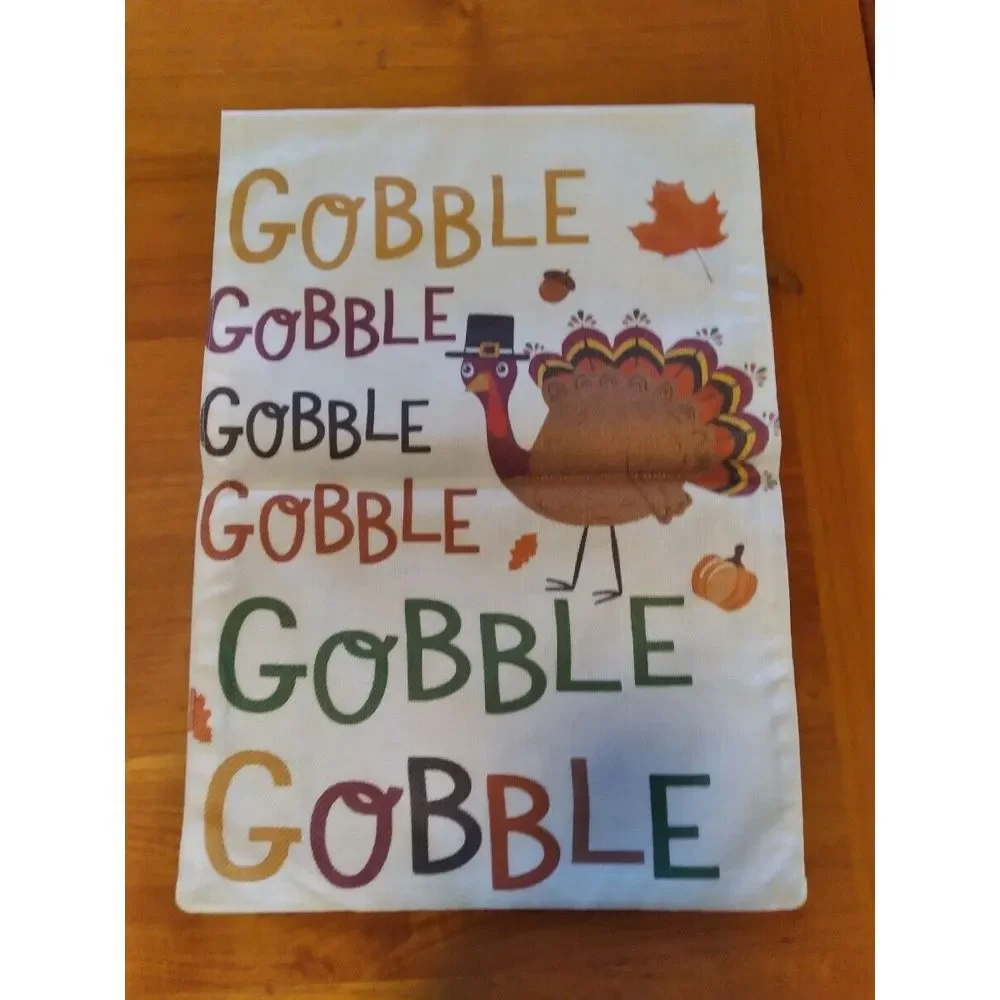 NEW Home & Garden 1pc Double Sided Thanksgiving Gobble‎ Turkey Garden Flag 12x18